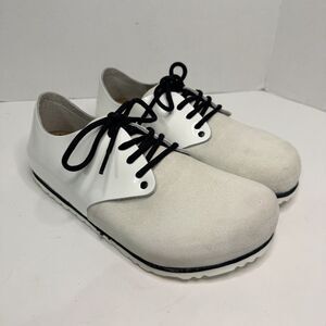 Birkenstock Maine Men’s 9 Women’s 10 Comfort White Patent Leather Suede Lace Up